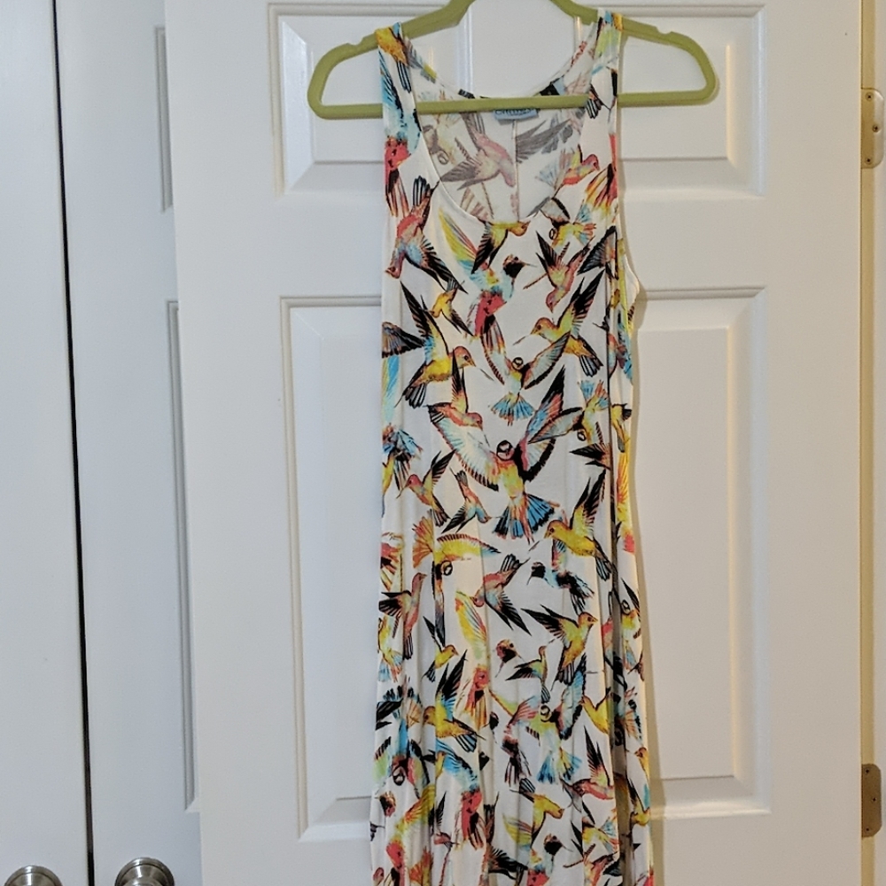 Amazing Bird Print High Low Dress